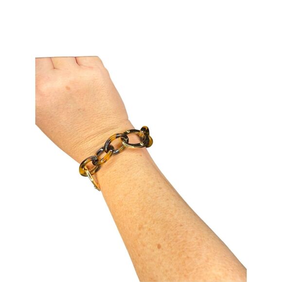 Ann Taylor gold and tortoise shell chain bracelet - Picture 3 of 4